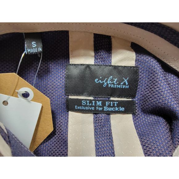 Eight X Premium Buckle Slim Fit Brown Button up Men's Long Sleeve Shirt - Small - Picture 5 of 5